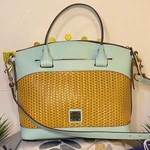 Dooney & Bourke Mint and Tan  Beacon Woven Satchel (Rare)